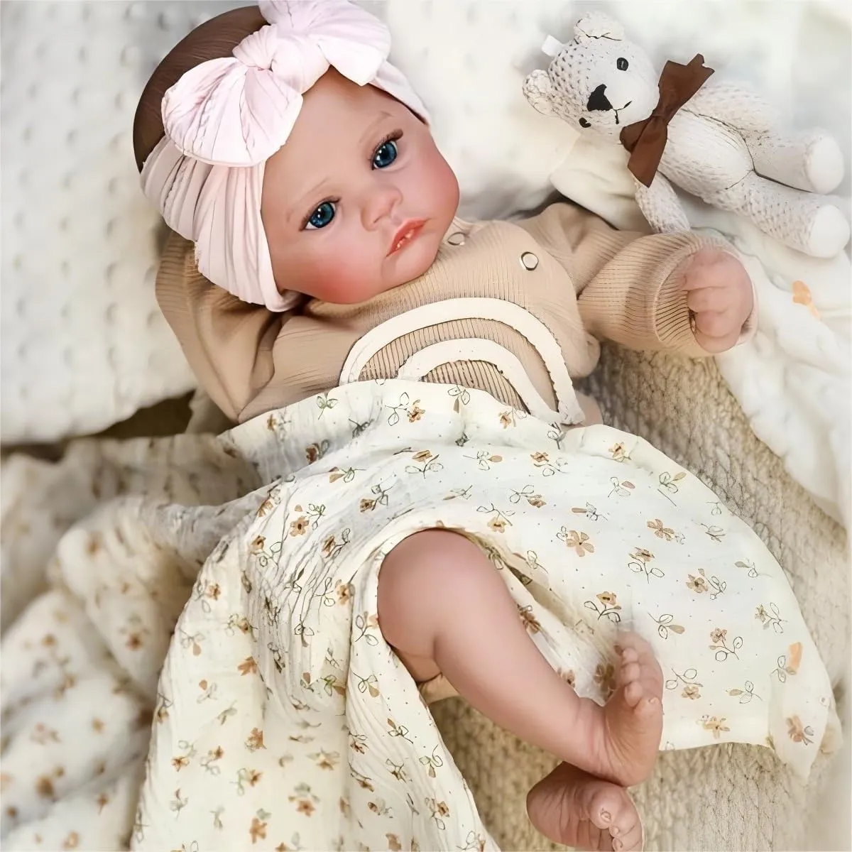 iCradle Lovely Real Look Reborn Baby Dolls Girl 19 inch 48 cm Full Body Soft Vinyl Lifelike Newborn Baby Doll Anatomically Correct Painted Hair Realistic Baby Doll Toy for Kids Ages 3 
