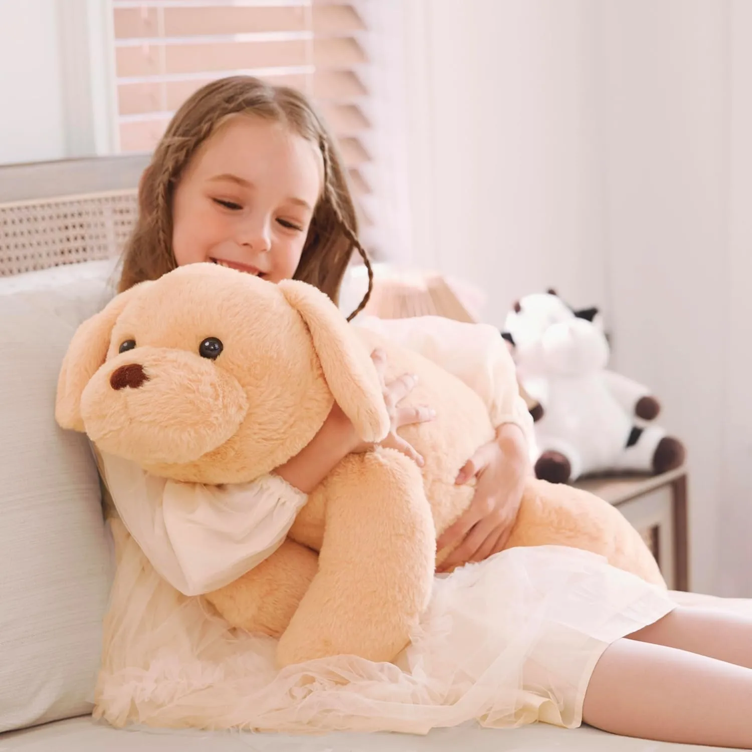 IKASA 5lbs Weighted Stuffed Animal Labrador Dog,26.5 inches Plush Toy Giant Large Big Jumbo Soft Puppy,Huge Size Cute Fat Plushie,Gift for Kids