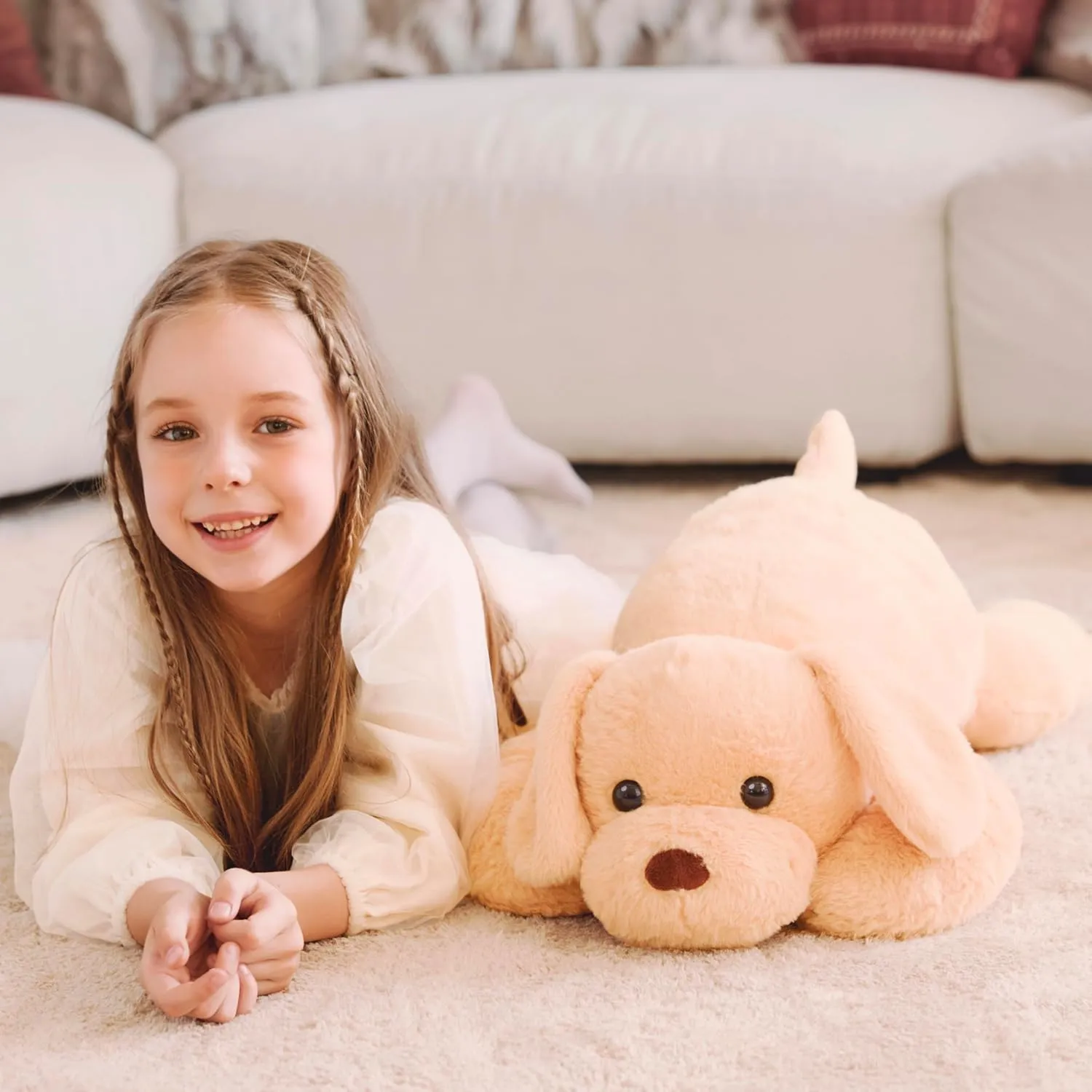 IKASA 5lbs Weighted Stuffed Animal Labrador Dog,26.5 inches Plush Toy Giant Large Big Jumbo Soft Puppy,Huge Size Cute Fat Plushie,Gift for Kids