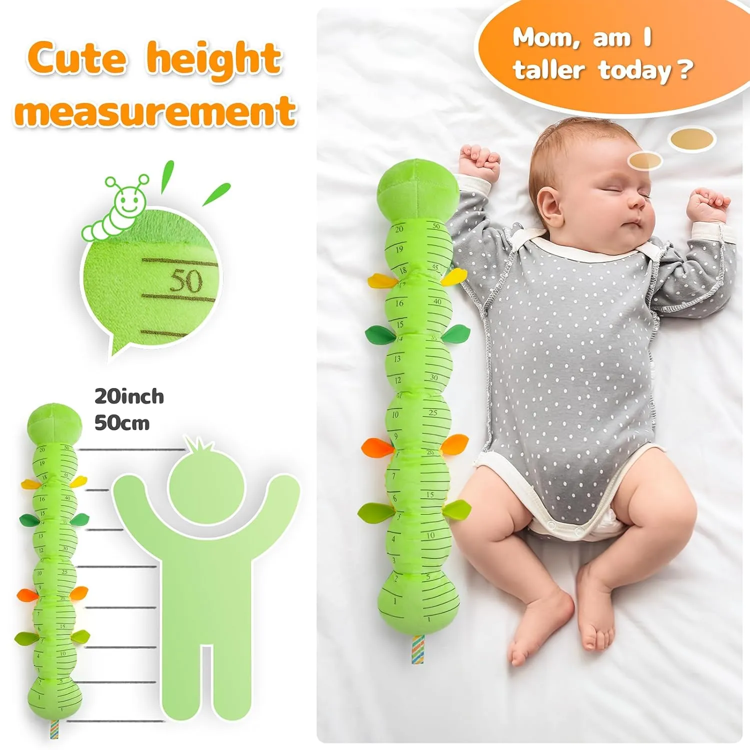 Infant Baby Musical Multi-Sensory Caterpillar, Stuffed Animal Activity Soft Toys, for Tummy Time Newborn 0-3-6-12 Months Boy and Girls,Green