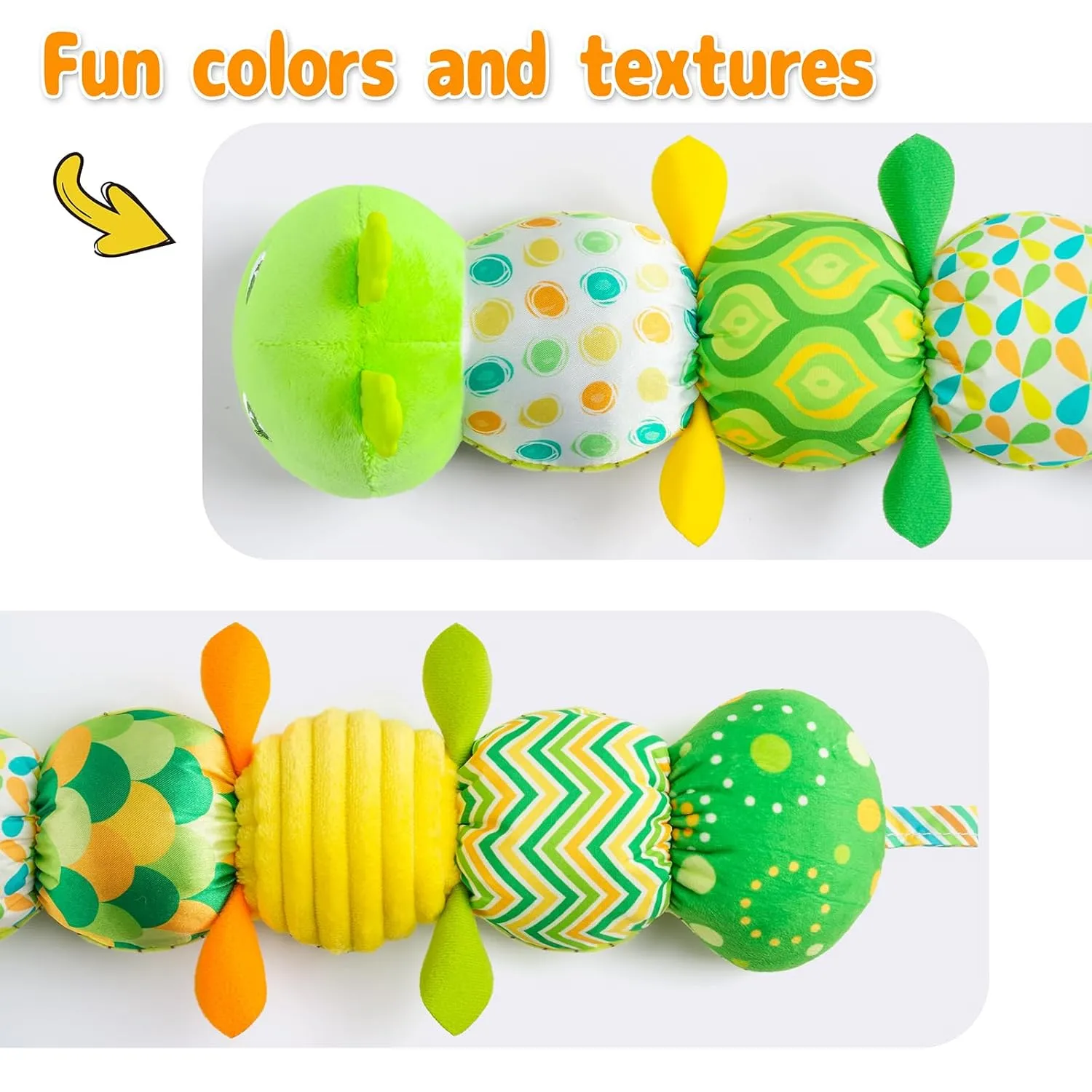 Infant Baby Musical Multi-Sensory Caterpillar, Stuffed Animal Activity Soft Toys, for Tummy Time Newborn 0-3-6-12 Months Boy and Girls,Green