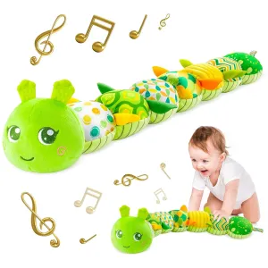 Infant Baby Musical Multi-Sensory Caterpillar, Stuffed Animal Activity Soft Toys, for Tummy Time Newborn 0-3-6-12 Months Boy and Girls,Green
