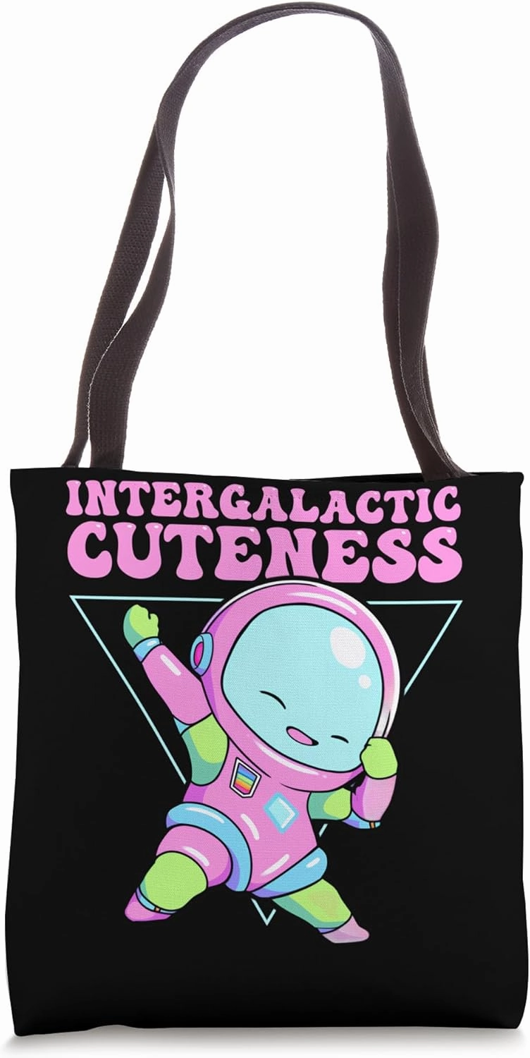 Intergalactic Cuteness Kawaii Alien Dabbing Outer Space Tote Bag