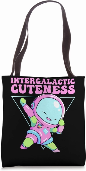 Intergalactic Cuteness Kawaii Alien Dabbing Outer Space Tote Bag