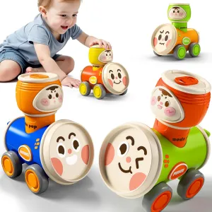 iPlay, iLearn Press to Go Car Toys Set for Toddlers 1-3, Baby Push Go Friction Racing Cars, Infant Play Vehicle Set, 1st Birthday Gifts for 6-9-12-18 Months, 1 2 3 One Years Old Boys Girls Child Kids
