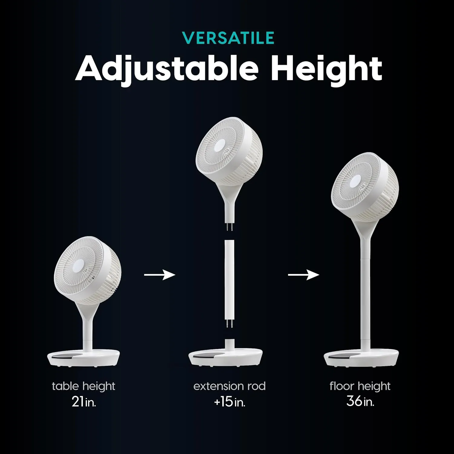 IRIS USA WOOZOO Air Circulator Pedestal Fan with Remote, 360° Oscillation, 12 Speeds, Low Noise DC Motor, 8h Timer, Touch Panel, Height Adjustable, Office, Dorm, Living Room, Bedroom Fan, White/Gray