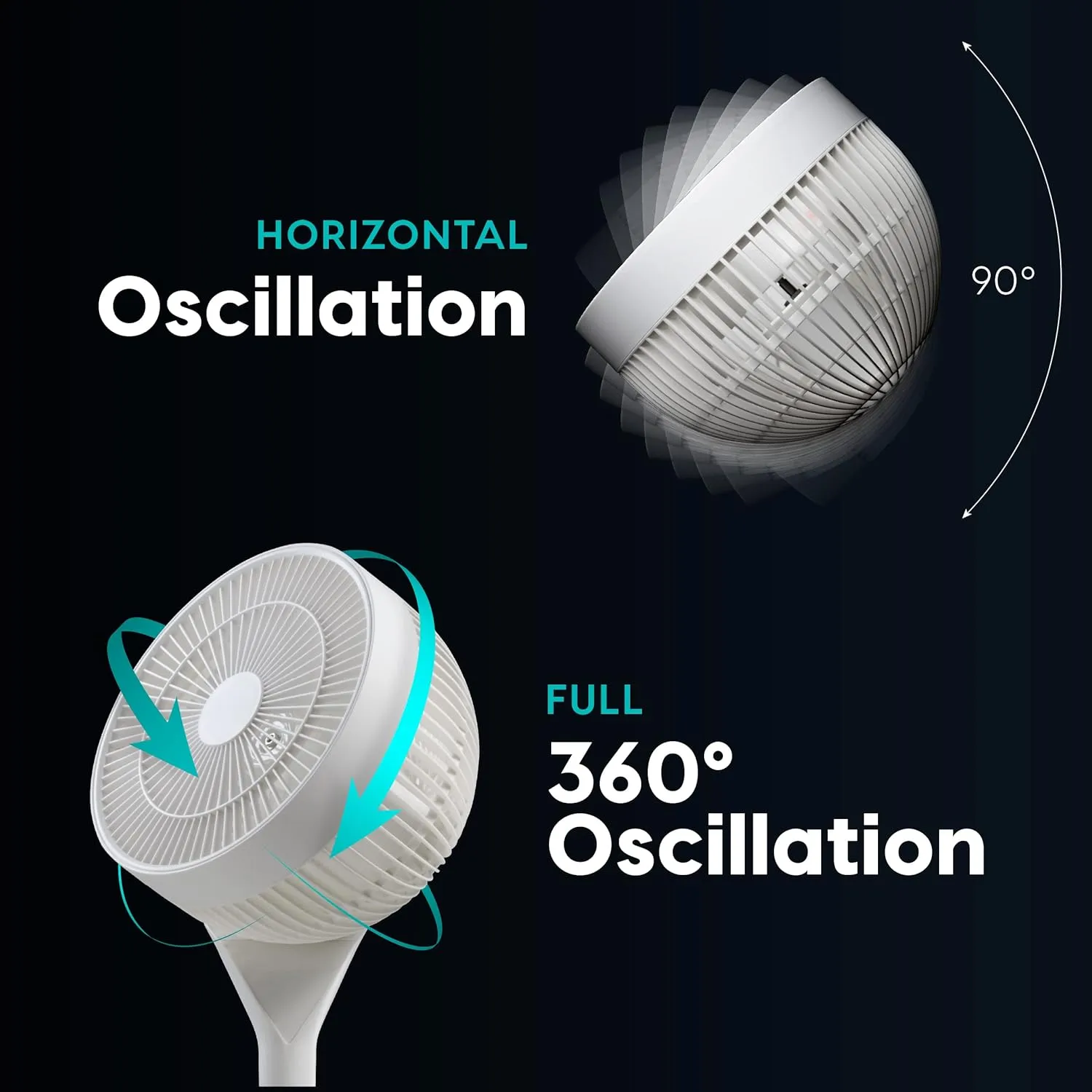 IRIS USA WOOZOO Air Circulator Pedestal Fan with Remote, 360° Oscillation, 12 Speeds, Low Noise DC Motor, 8h Timer, Touch Panel, Height Adjustable, Office, Dorm, Living Room, Bedroom Fan, White/Gray