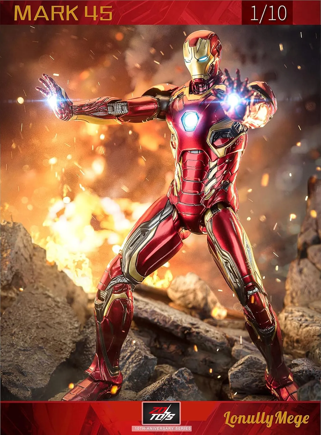 Ironman MarK45 Action Figure-2023 New Released 7 Inch Exquisite Painting Collection Movable Model Toys (1/10 Scale)