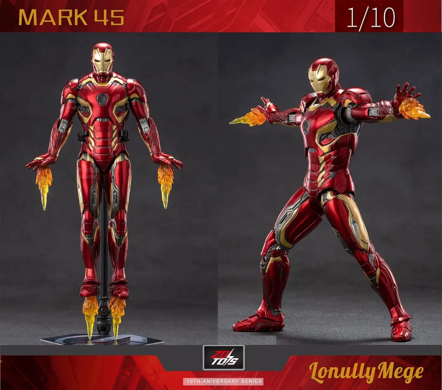 Ironman MarK45 Action Figure-2023 New Released 7 Inch Exquisite Painting Collection Movable Model Toys (1/10 Scale)
