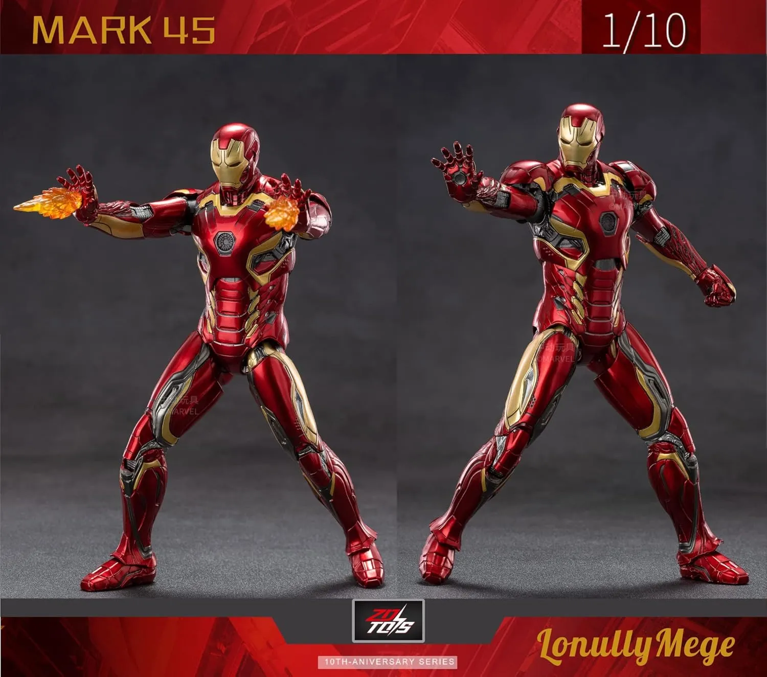 Ironman MarK45 Action Figure-2023 New Released 7 Inch Exquisite Painting Collection Movable Model Toys (1/10 Scale)
