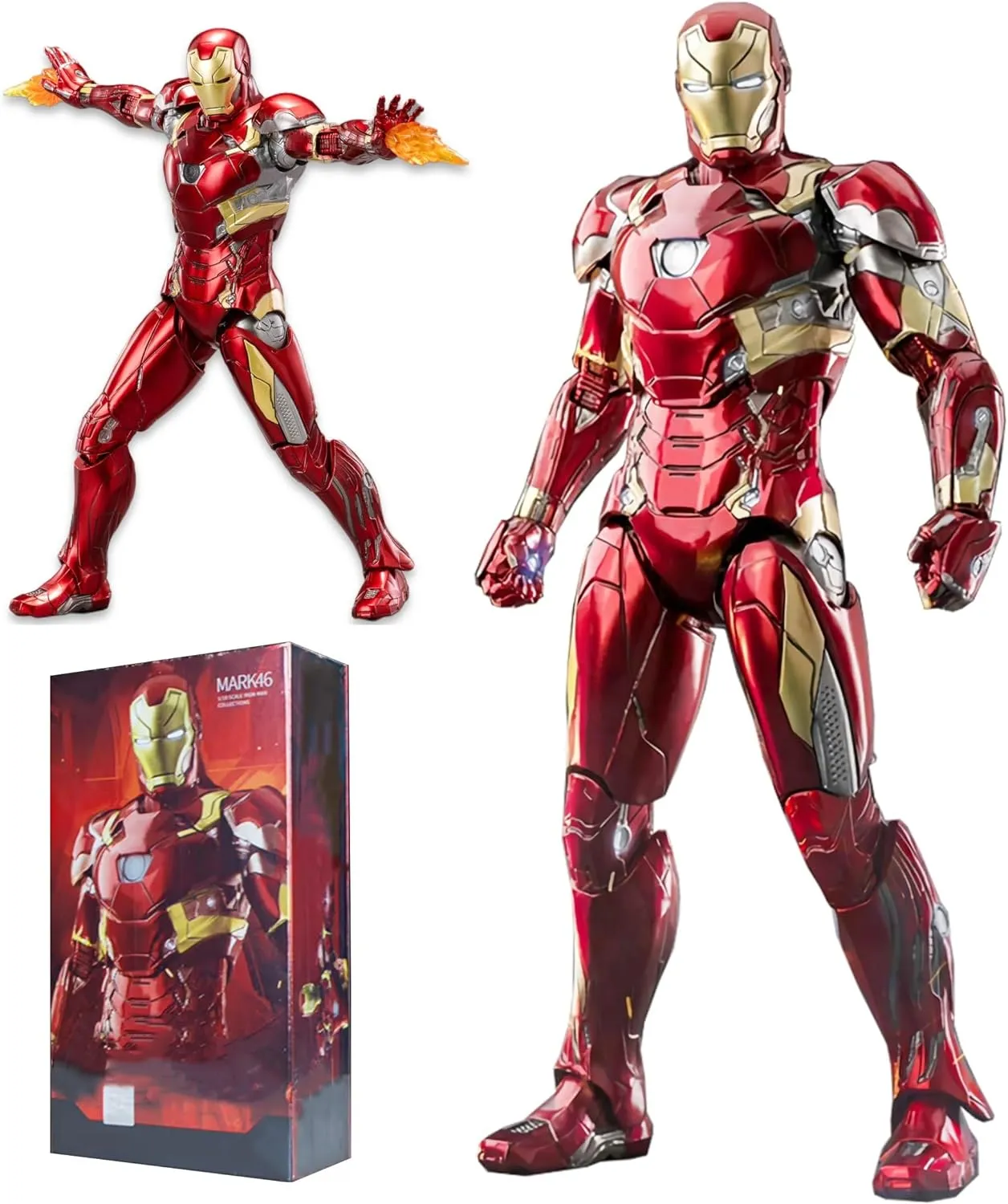 Ironman MK46 Action Figures-7 inch All Joints Movable Collectable Toys-Full Metal Painting with Lots of Accessories Stark Model(1/10 Scale)