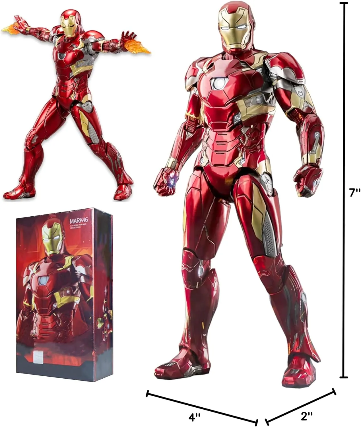 Ironman MK46 Action Figures-7 inch All Joints Movable Collectable Toys-Full Metal Painting with Lots of Accessories Stark Model(1/10 Scale)