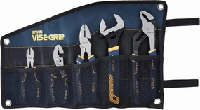 IRWIN VISE-GRIP Pliers Set with Tool Wrap, 5-Piece (2078708), Blue