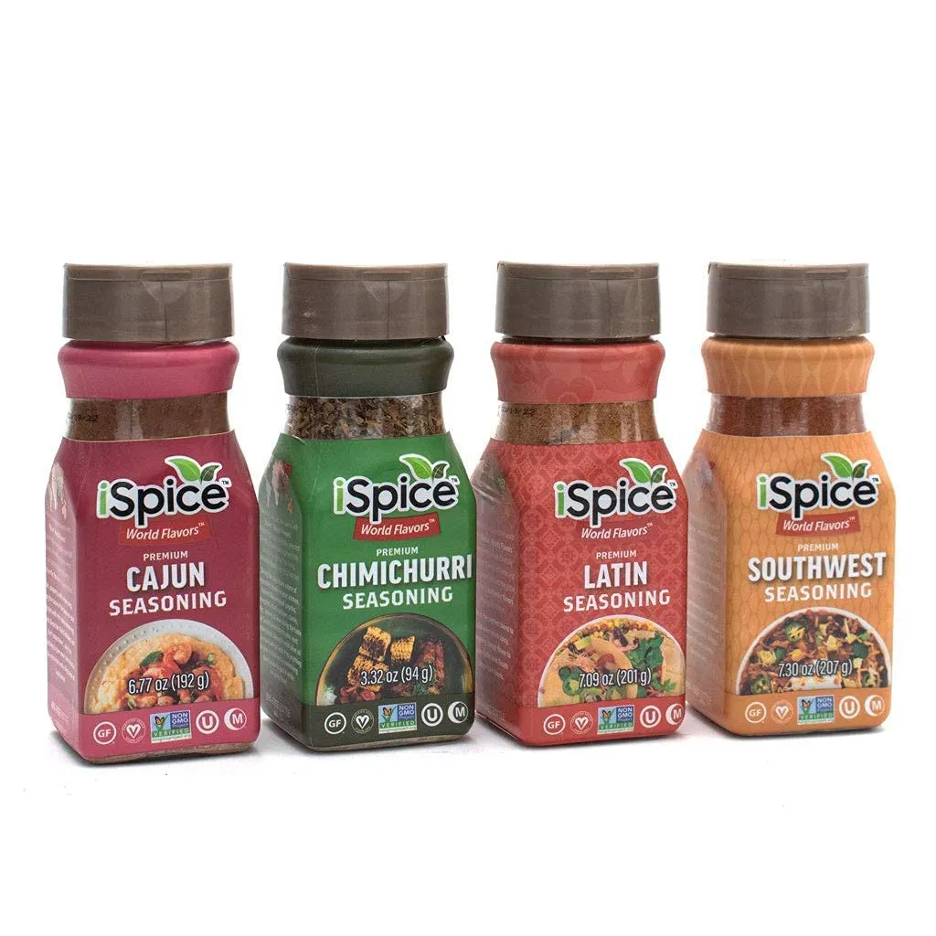 iSpice Spices and Seasoning Sets - Southern Excitement Spices, World Flavors Premium Seasoning Cooking Gifts for Everyone (Pack Of 4: Cajun, Chimichurri, Southwest And Latin)