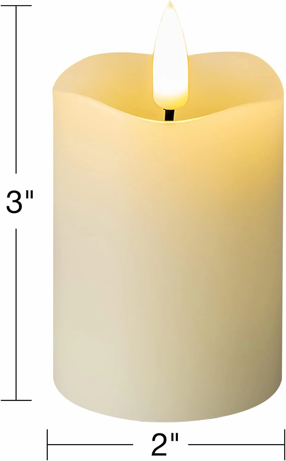 Ivory Flameless Votive Candles with Remote Batteries, Real Wax Flickering LED Pillar Candles Φ 2" H 3"