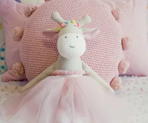 Ivy The Giraffe Plush Doll | Handmade Stuffed Animal for Baby, Little Girls | Child-Safe Cotton Linen Fabric with Soft Filling, Nursery Decor | 20 Inches Long