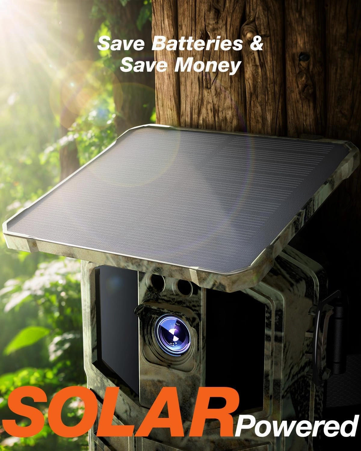 iZEEKER Trail Camera Solar, 4K 48MP Game Cameras with Night Vision Motion Activated IP66 Waterproof, 0.1s Trigger Time, High Capacity Built-in Lithium Battery for Wildlife Watching with 32GB SD Card