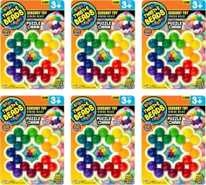 JA-RU Twist-E Beads Fidget Toys (6 Pack) Kids Rainbow Beads Puzzle Games. Stress Relief & Anger Management. Autism Sensory & Play Therapy Toys