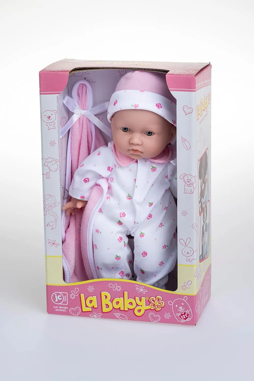 JC Toys La Baby Caucasian Baby Doll Set – 11 Inch Soft Baby Doll | Washable |Removable Pink Outfit w/ Hat & Blanket | For Children 12 Months  
