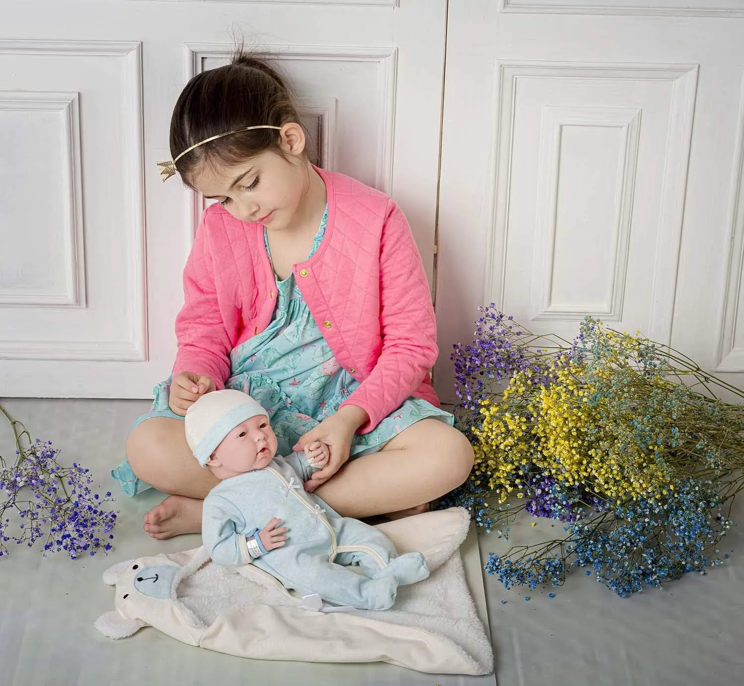 JC Toys - La Newborn Nursery | 8 Piece Bunting Soft Body Baby Doll Gift Set | 15.5" Life-Like Soft and Posable Newborn Doll with Accessories | Blue Bear| Light Blue | Ages 2  (18790)