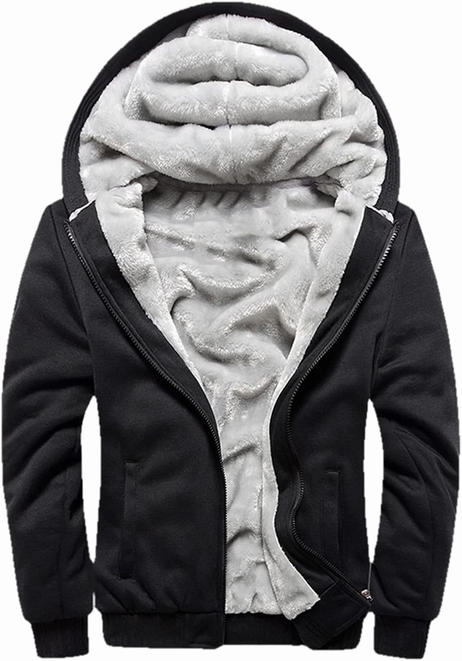 JiangWu Womens Fashion Horn Button Fleece Thicken Coat with Hood Winter Warm Jacket