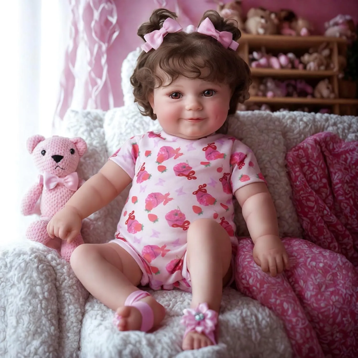 JIZHI Lifelike Reborn Baby Dolls - 20Inch-Real Baby Feeling Realistic-Newborn Baby Dolls Adorable Smiling Real Life Baby Dolls with Gift Box for Kids Age 3