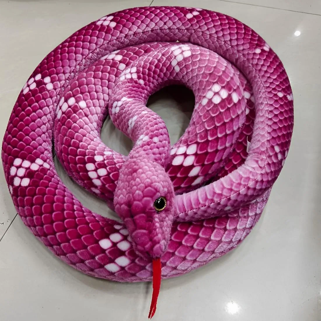 JPORSHU Giant Boa Constrictor Large Stuffed Animal 80 Inch Giant Snake Plush Snake Realistic Stuffed Snake Lifelike Plush Snake Toy for Kids Gift Halloween Decoration (Rose red)