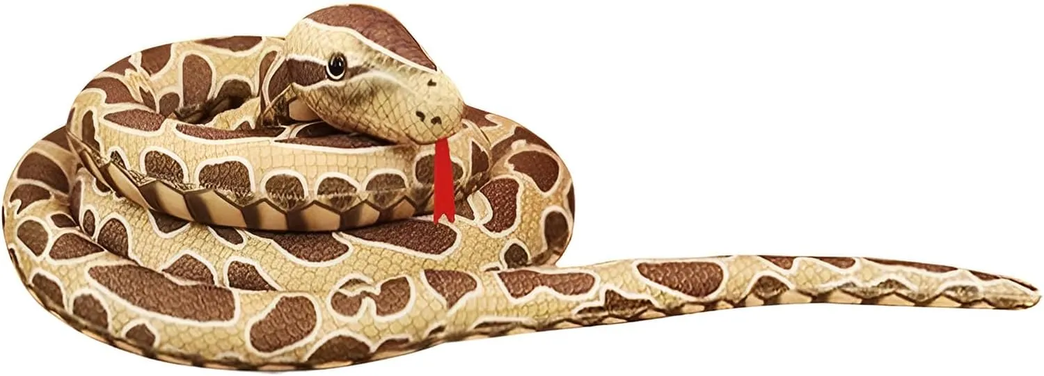 Jumbo Lifelike Snake Prank Props Scary Giant Python Plush 87 inch Long Soft Stuffed Animal for Halloween Party, Brown