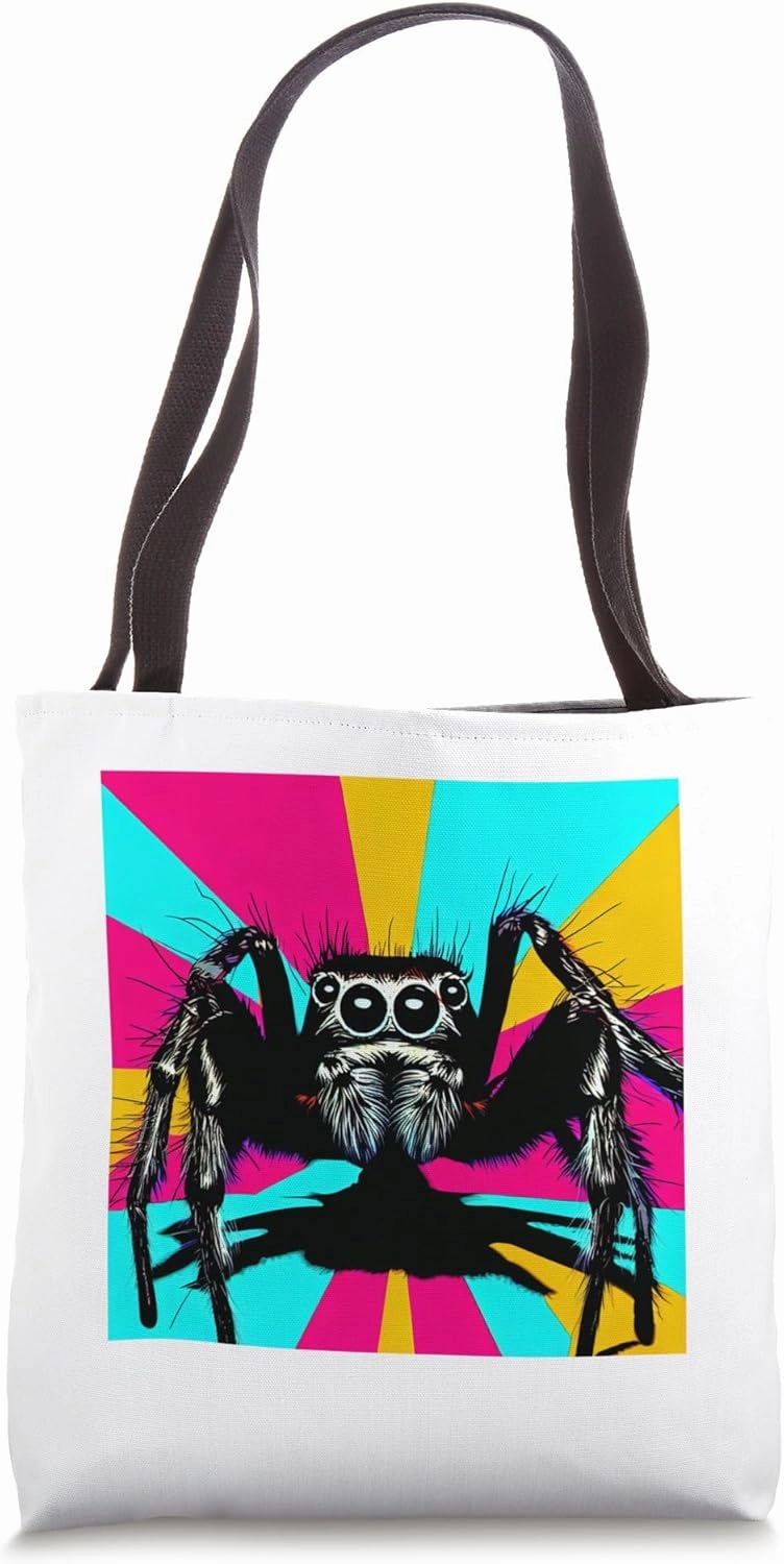 Jumping spider, Jumpingspiders, Andy Warhole style, colored Tote Bag