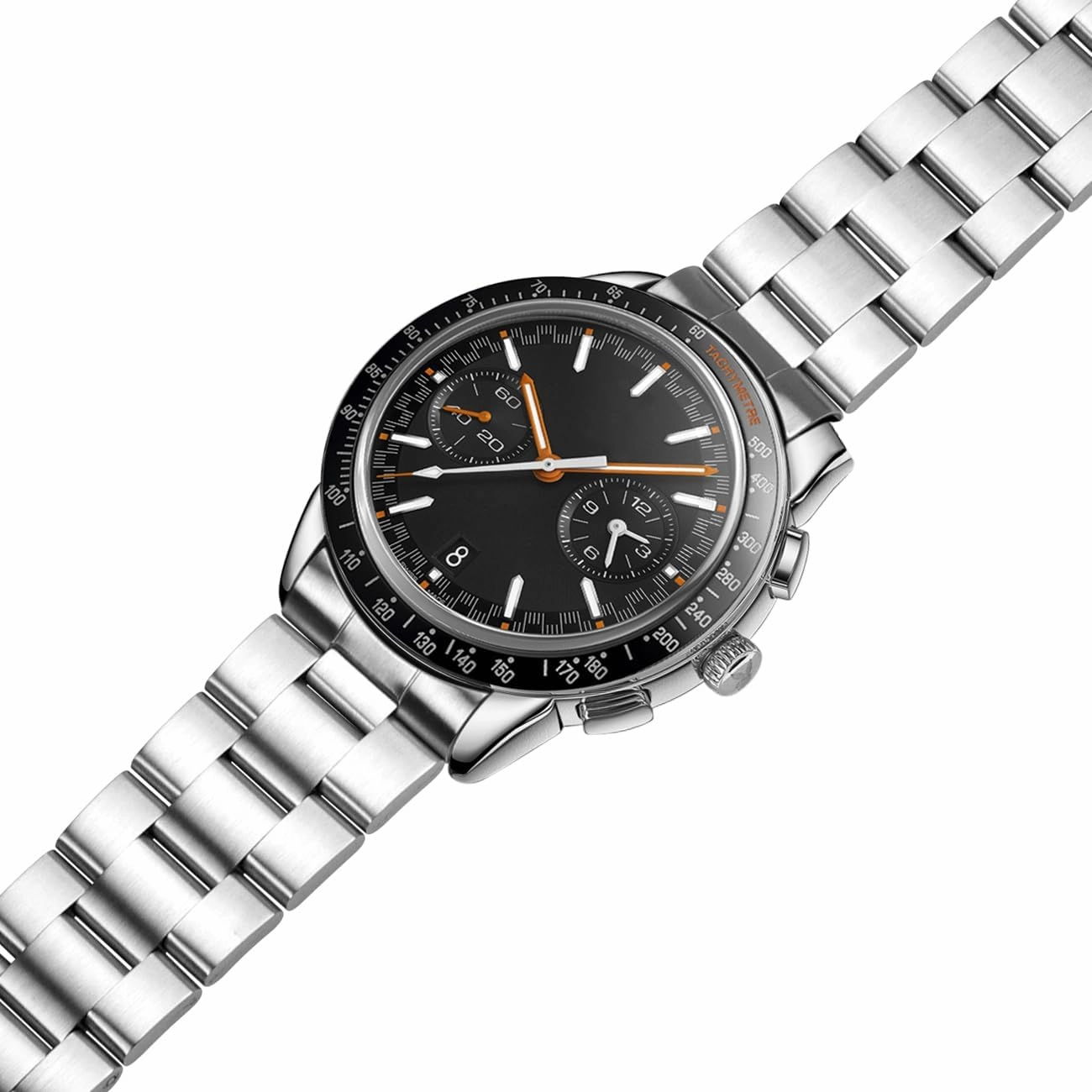 Juntan Stainless Steel Curved Solid End Tapered Watch Band, 18mm 20mm 21mm 22mm Watch Bands Metal Watch Strap Bracelet Deployment Double FlipLock Buckle Silver Black Silver Gold