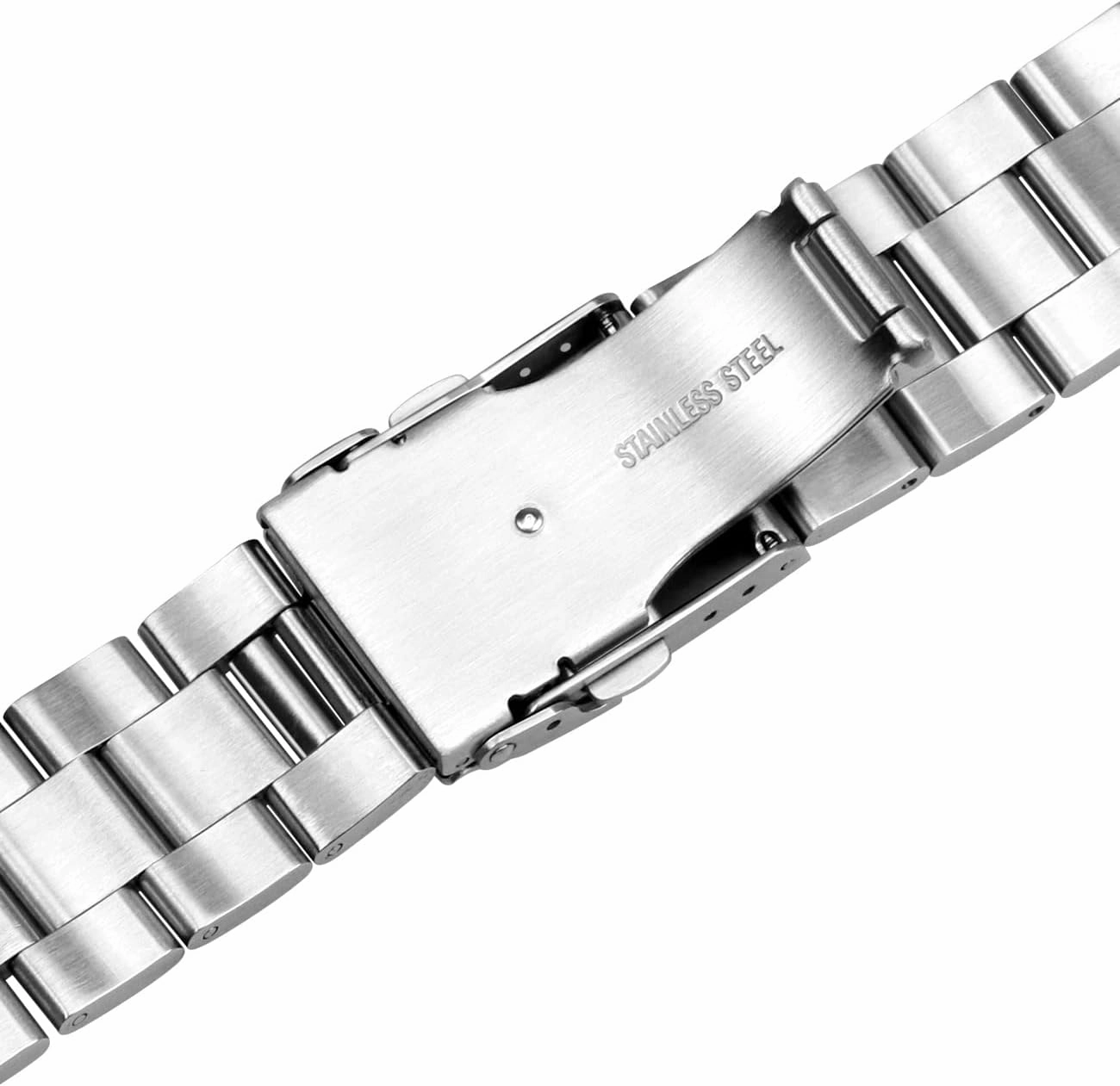 Juntan Stainless Steel Curved Solid End Tapered Watch Band, 18mm 20mm 21mm 22mm Watch Bands Metal Watch Strap Bracelet Deployment Double FlipLock Buckle Silver Black Silver Gold