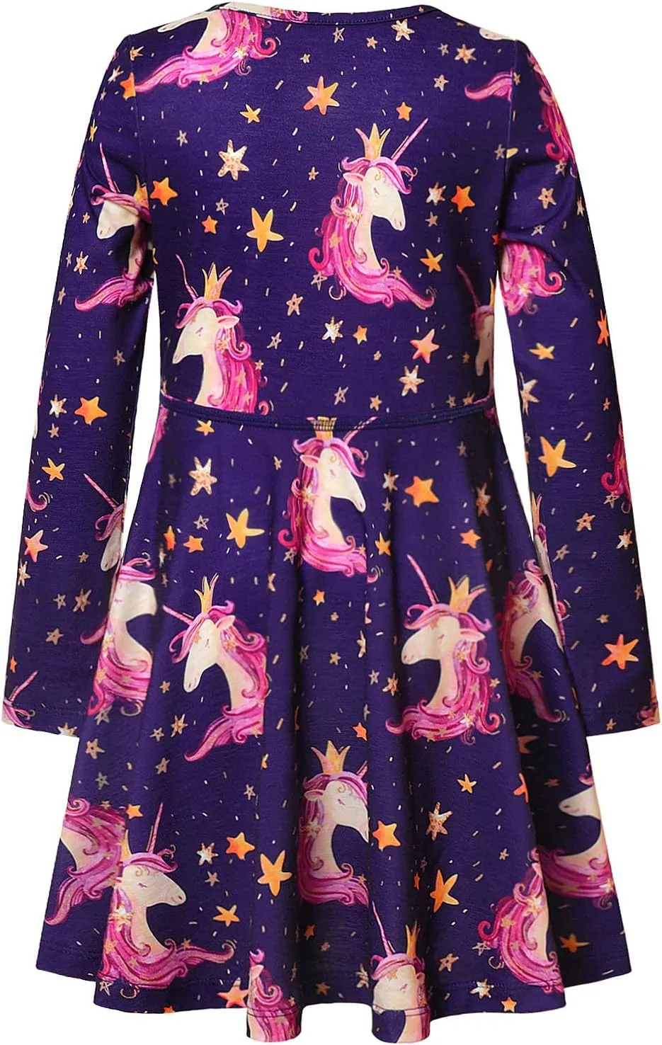 Jxstar Girls&Doll Matching Dresses Long Sleeve Unicorn Mermaid Outfits Clothes