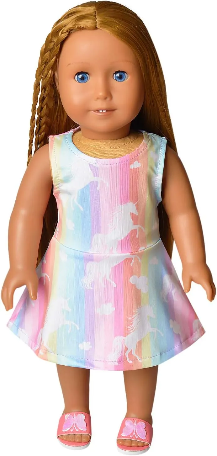 Jxstar Matching Girls & Doll Flower Dresses Sleeveless Summer 18" Dolls Clothes