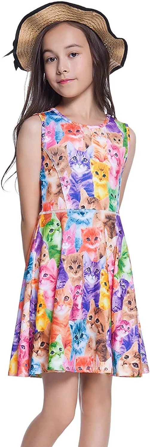 Jxstar Matching Girls & Doll Flower Dresses Sleeveless Summer 18" Dolls Clothes