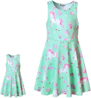 Jxstar Matching Girls & Doll Flower Dresses Sleeveless Summer 18" Dolls Clothes