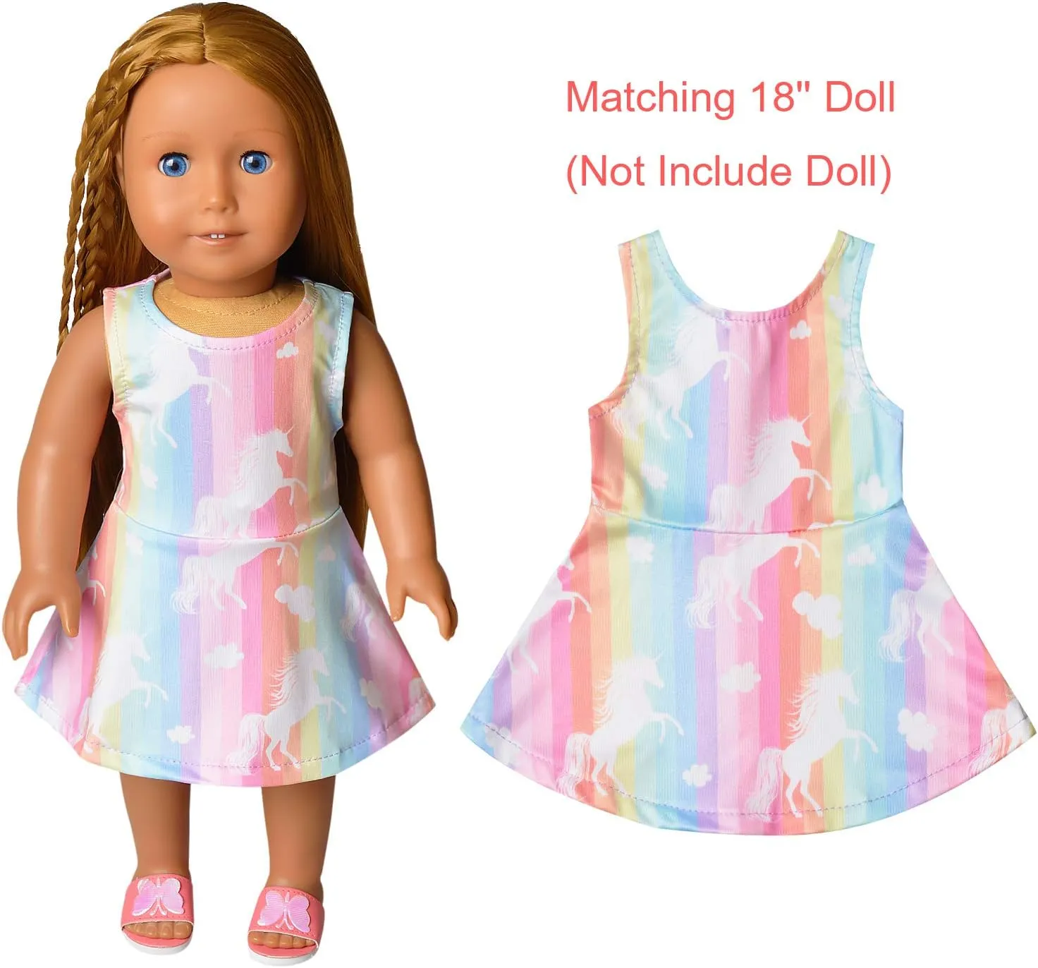 Jxstar Matching Girls & Doll Flower Dresses Sleeveless Summer 18" Dolls Clothes