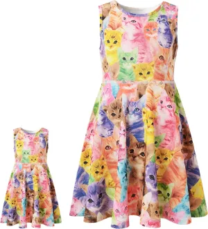 Jxstar Matching Girls & Doll Flower Dresses Sleeveless Summer 18" Dolls Clothes