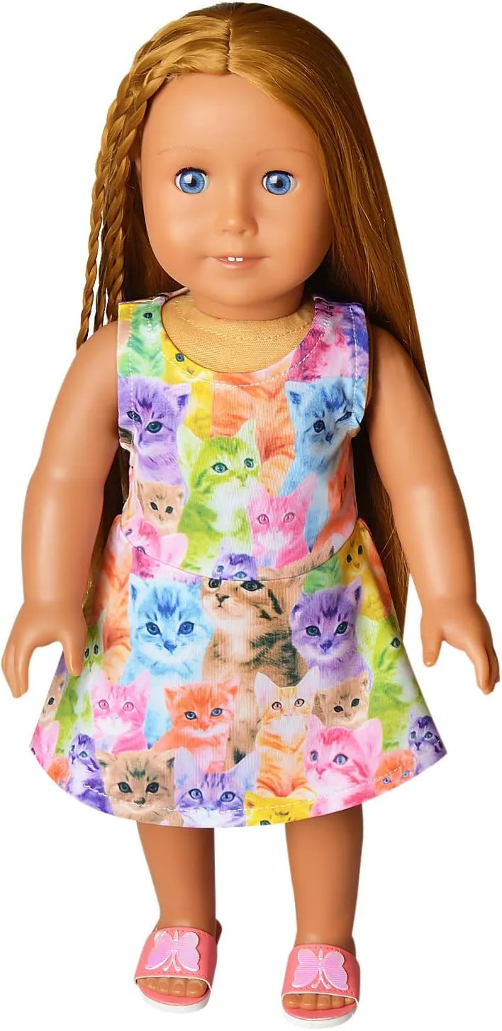 Jxstar Matching Girls & Doll Flower Dresses Sleeveless Summer 18" Dolls Clothes