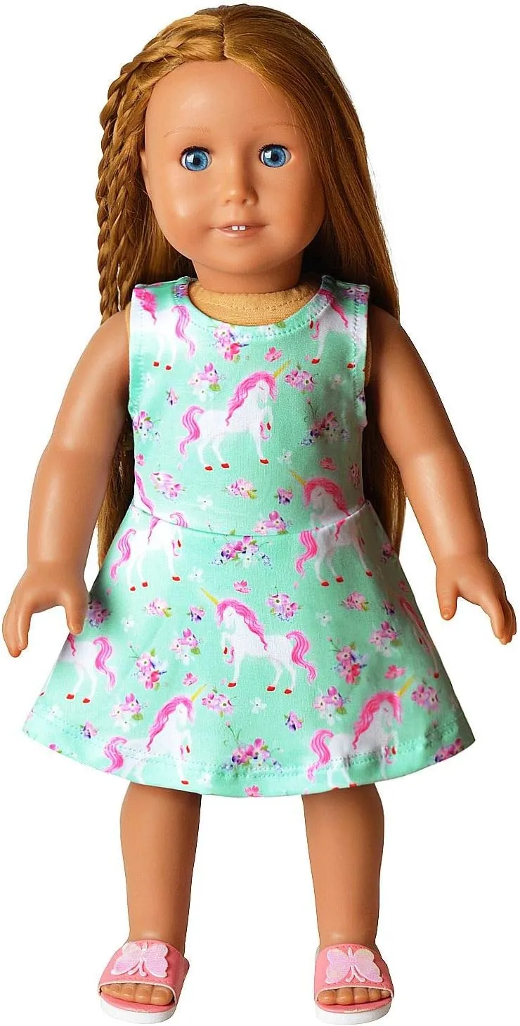 Jxstar Matching Girls & Doll Flower Dresses Sleeveless Summer 18" Dolls Clothes