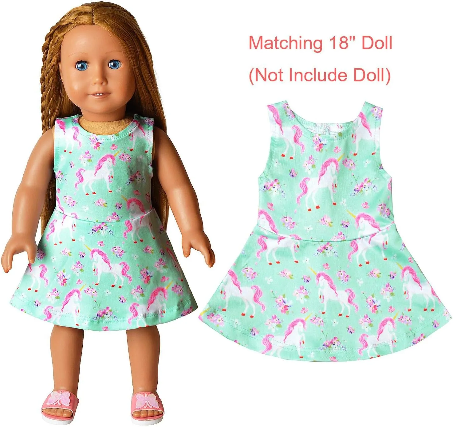 Jxstar Matching Girls & Doll Flower Dresses Sleeveless Summer 18" Dolls Clothes