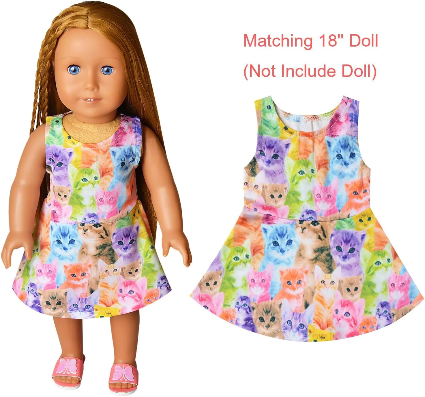Jxstar Matching Girls & Doll Flower Dresses Sleeveless Summer 18" Dolls Clothes