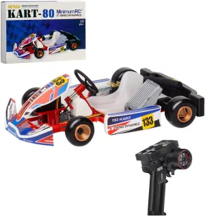 Kart-80 1/32 Scale 2.4G Mini RC Kart Assembly Model Kit with Remote Control and Two Battery, DIY Remote Control Hobby Sports Car Toys Gifts
