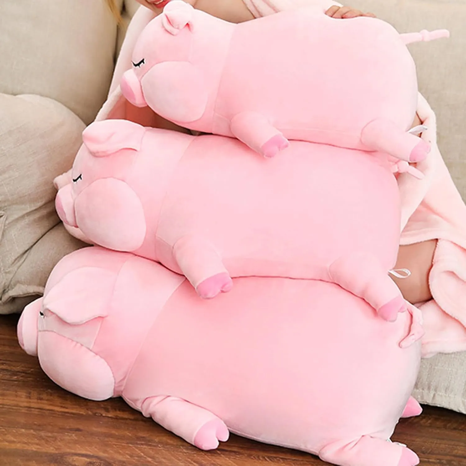 Kawaii Pig Stuffed Animal Cute Pig Plush Toy Pillow Soft Pig Plushie Hugging Pillows Cushion Doll Cuddle Plush Toys for Kids Adult, 25.5inch