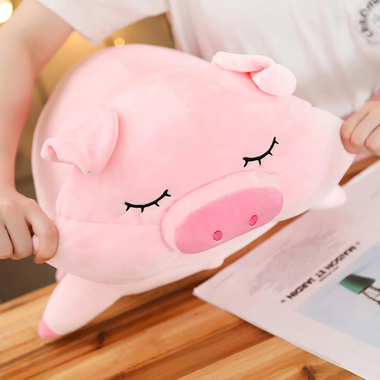 Kawaii Pig Stuffed Animal Cute Pig Plush Toy Pillow Soft Pig Plushie Hugging Pillows Cushion Doll Cuddle Plush Toys for Kids Adult, 25.5inch