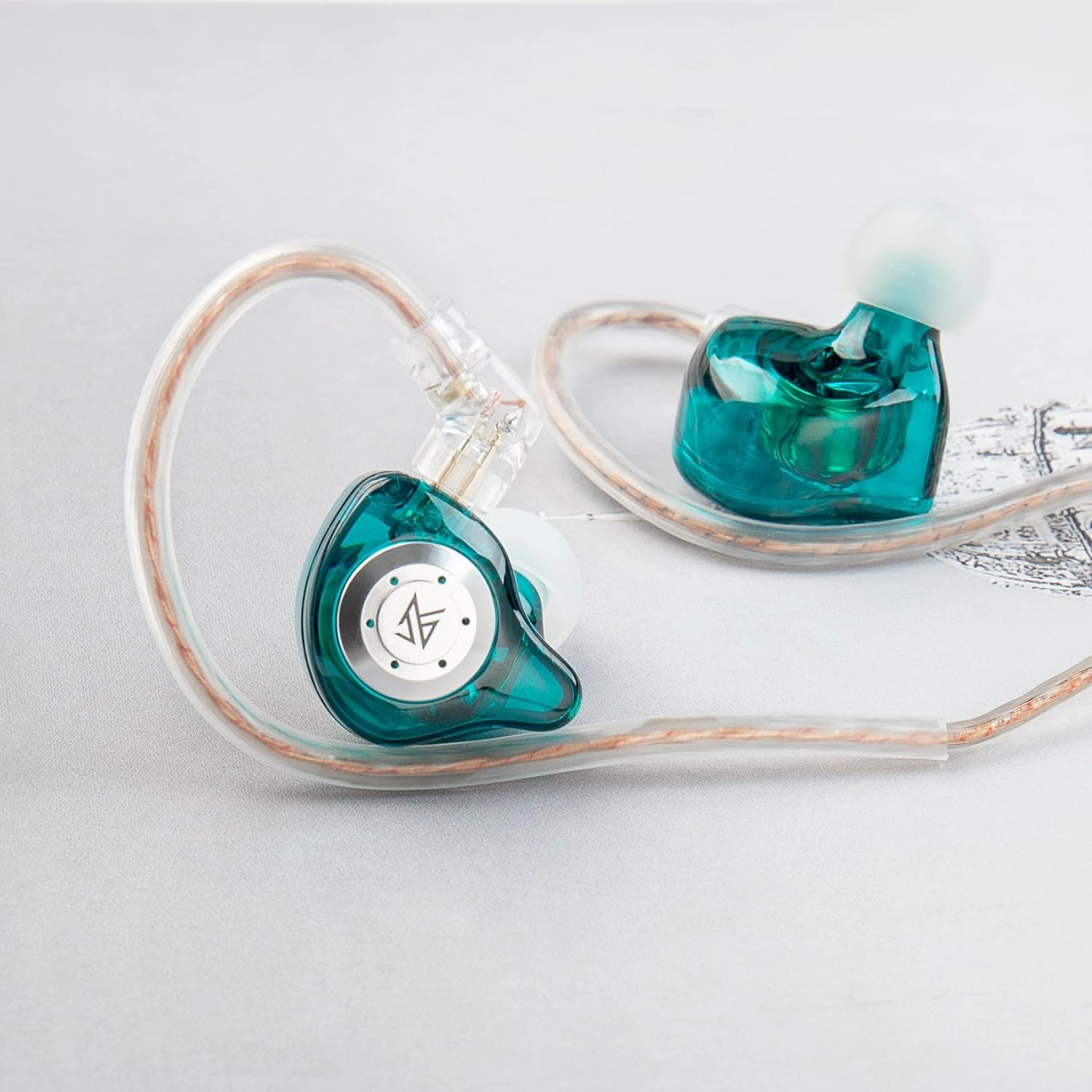 keephifi KZ EDX Pro in Ear Monitors KZ IEM Earphones with Microphone, Dual DD HiFi Stereo Sound Wired Earphones Noise Cancelling Earbuds (Cyan, with Mic)