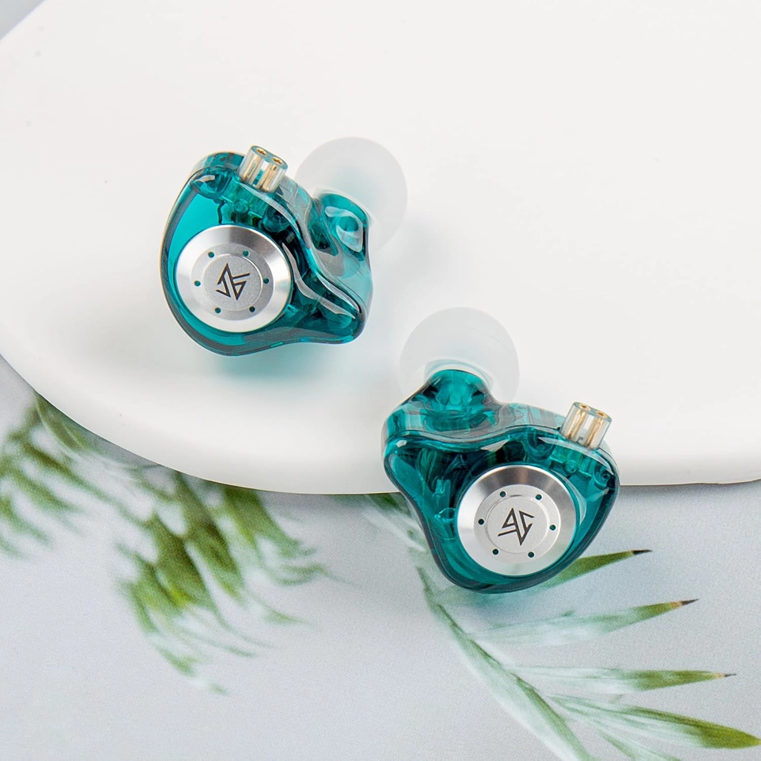 keephifi KZ EDX Pro in Ear Monitors KZ IEM Earphones with Microphone, Dual DD HiFi Stereo Sound Wired Earphones Noise Cancelling Earbuds (Cyan, with Mic)