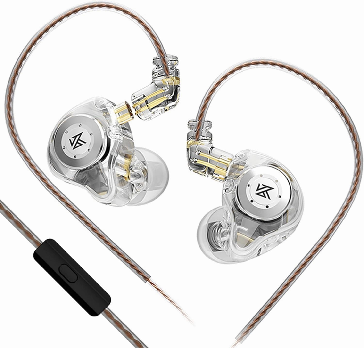keephifi KZ EDX Pro in Ear Monitors with Microphone KZ IEM Earphones Dual DD HiFi Stereo Sound Wired Earphones Noise Cancelling Earbuds for Musicians Singer Audiophiles (White, with Mic)