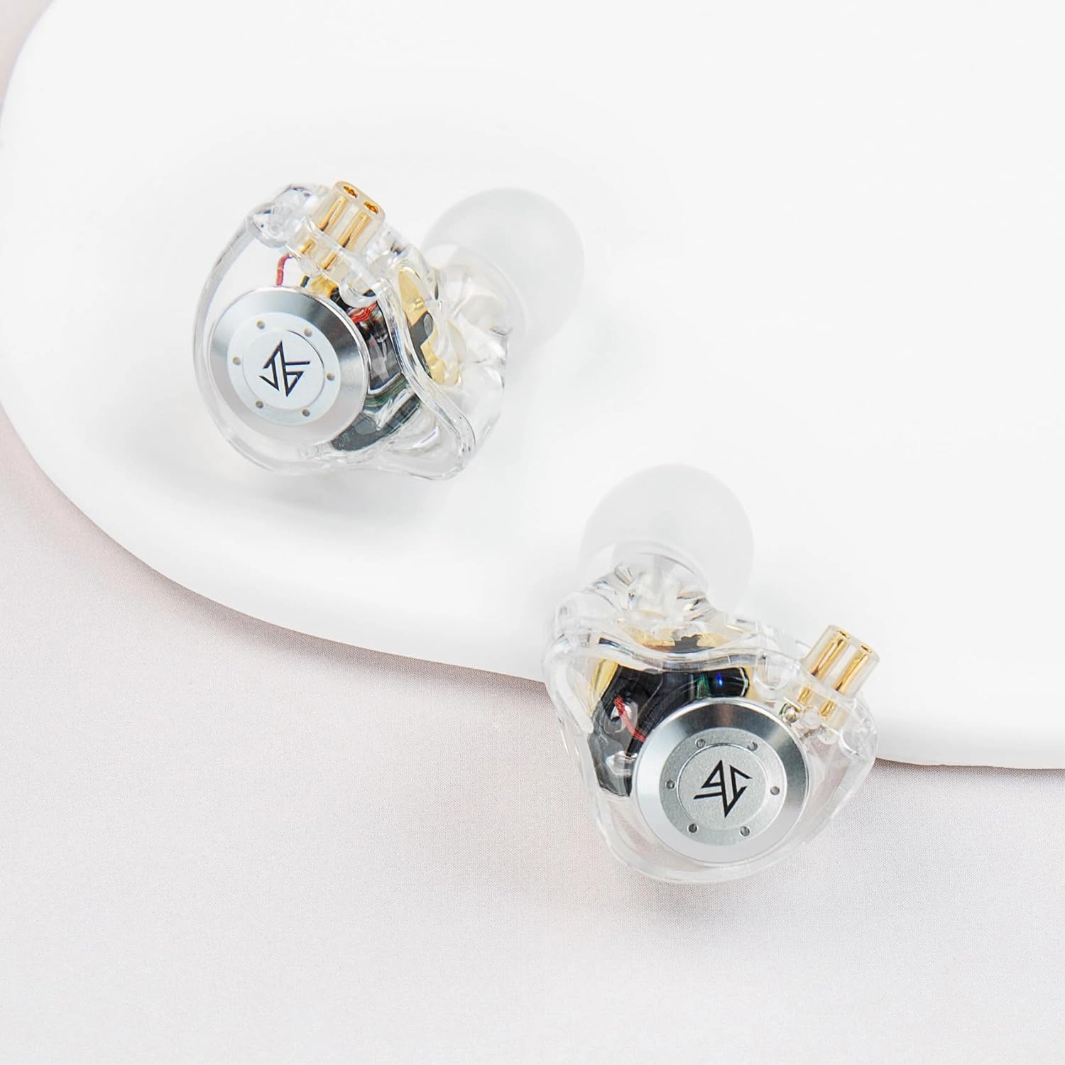 keephifi KZ EDX Pro in Ear Monitors with Microphone KZ IEM Earphones Dual DD HiFi Stereo Sound Wired Earphones Noise Cancelling Earbuds for Musicians Singer Audiophiles (White, with Mic)