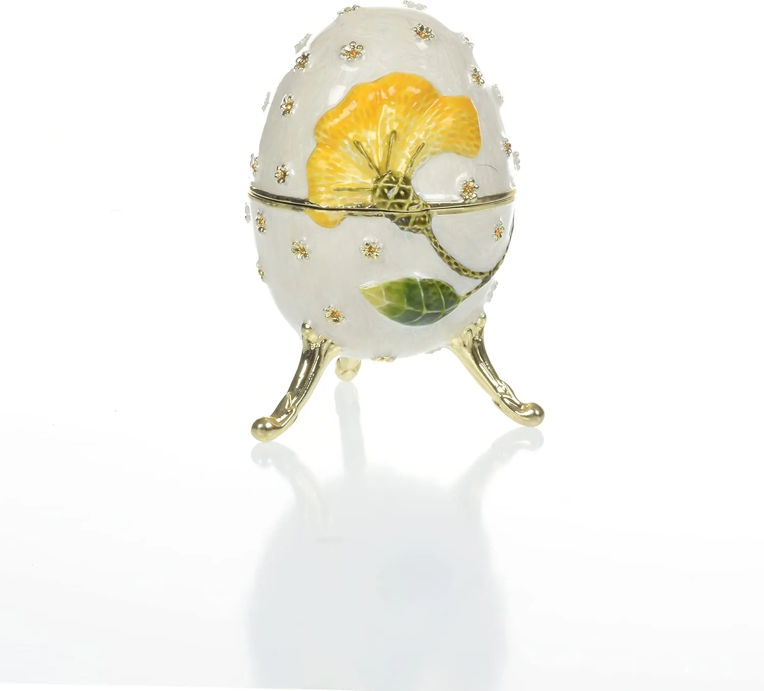 Keren Kopal White with red flower Egg Music box Fur Elise by Beethoven