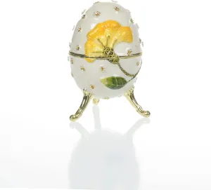 Keren Kopal White with red flower Egg Music box Fur Elise by Beethoven